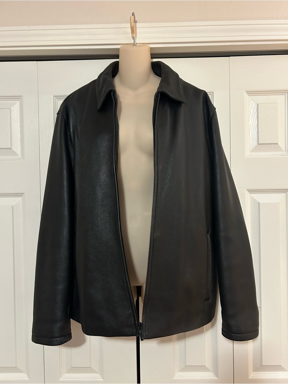 Wilsons Leather Black Bomber-Style Zip Jacket